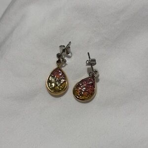 Elegant Gold and Pink Teardrop Earrings